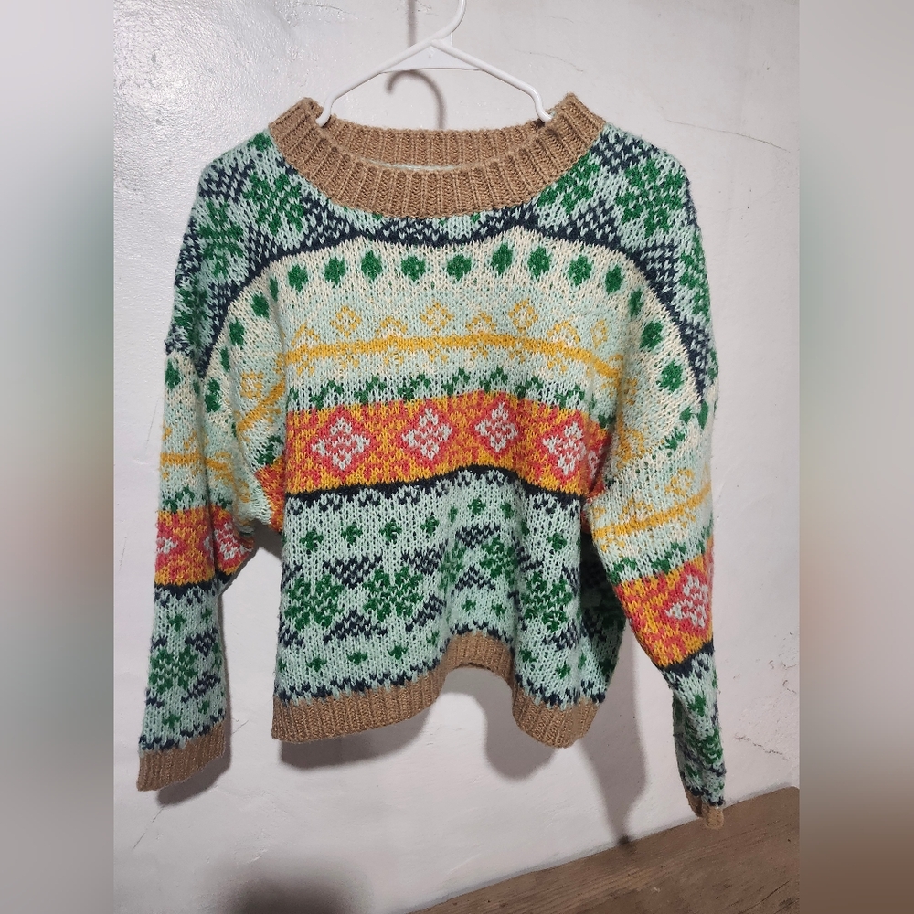 Illa Illa Womens Fair Isle Geometric Knit Sweater Multicolor IM6289 Size M/L
